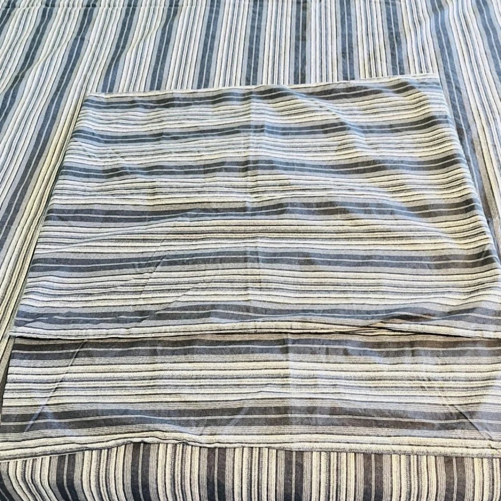 Pottery Barn Teen Railroad Stripe Full/Queen Duvet Cover + 2 Shams 100% Cotton
